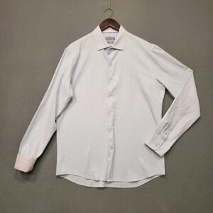 Truly Men's Slim Fit Blue Long Sleeve Flip Cuff Button Up‎ Shirt Size Large